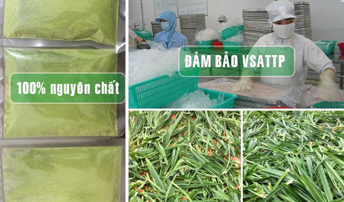 bột lá nếp đảm bảo vệ sinh an toàn thực phẩm